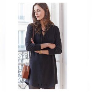 Sézane Charlotte Silk Mini Dress - Noir Black - EU/38 - US/6